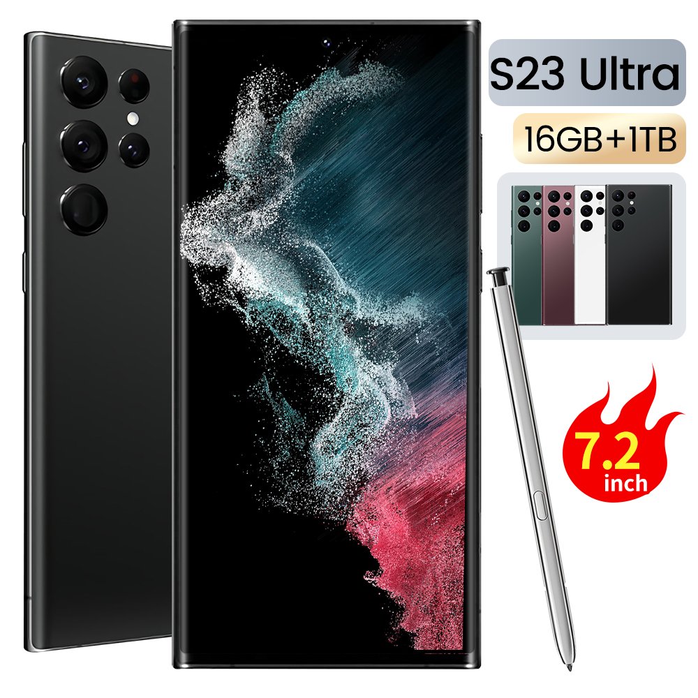 Smart Phone Smart Gaming Mobile Phone 64gb S23 Ultra 16GB+1TB 5G 7.3 Inch TFT Note 20 Ultra 5g Black - Prep Smartphone 5g 65W 2k